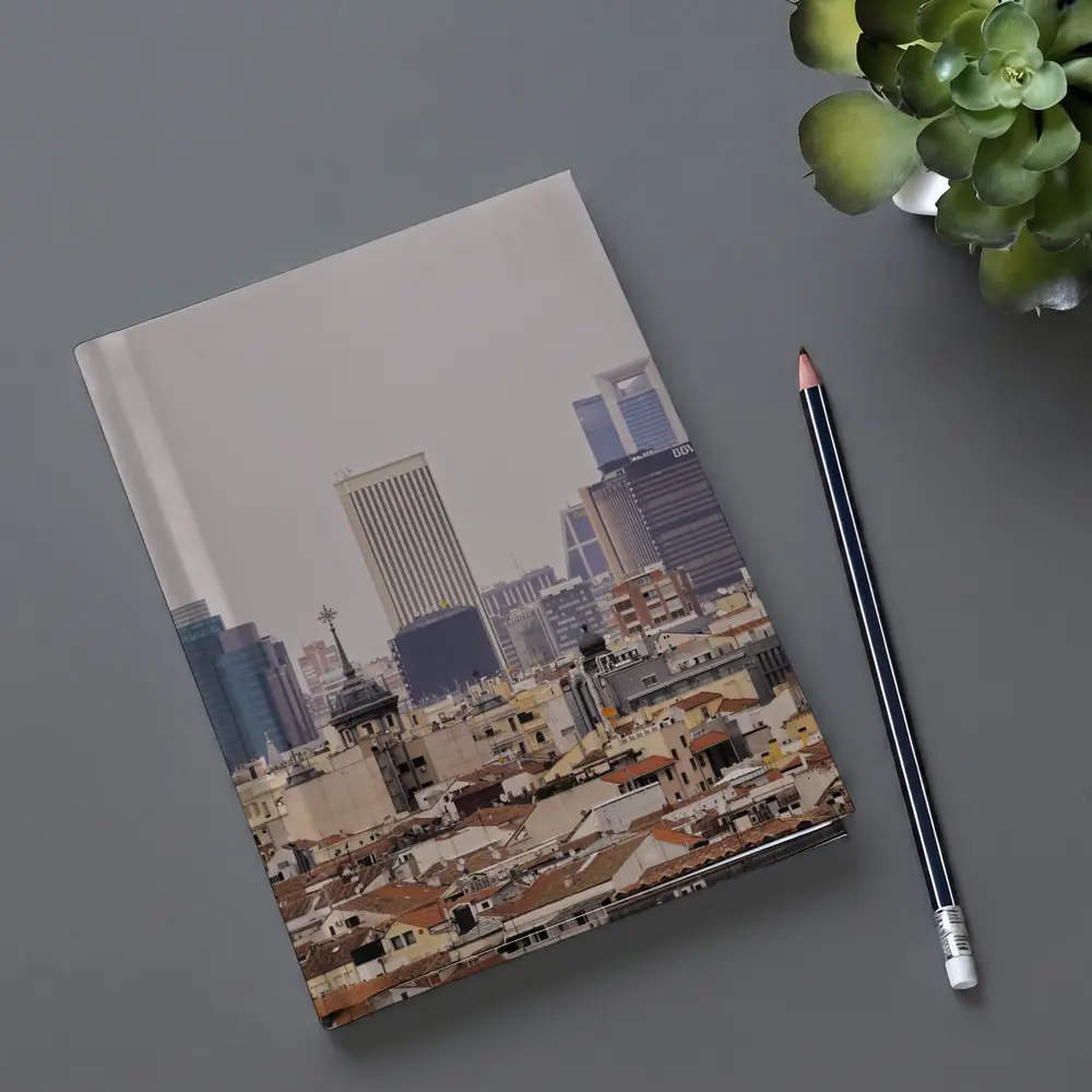 Madrid Skyline City View Hazy Day – Notebooks