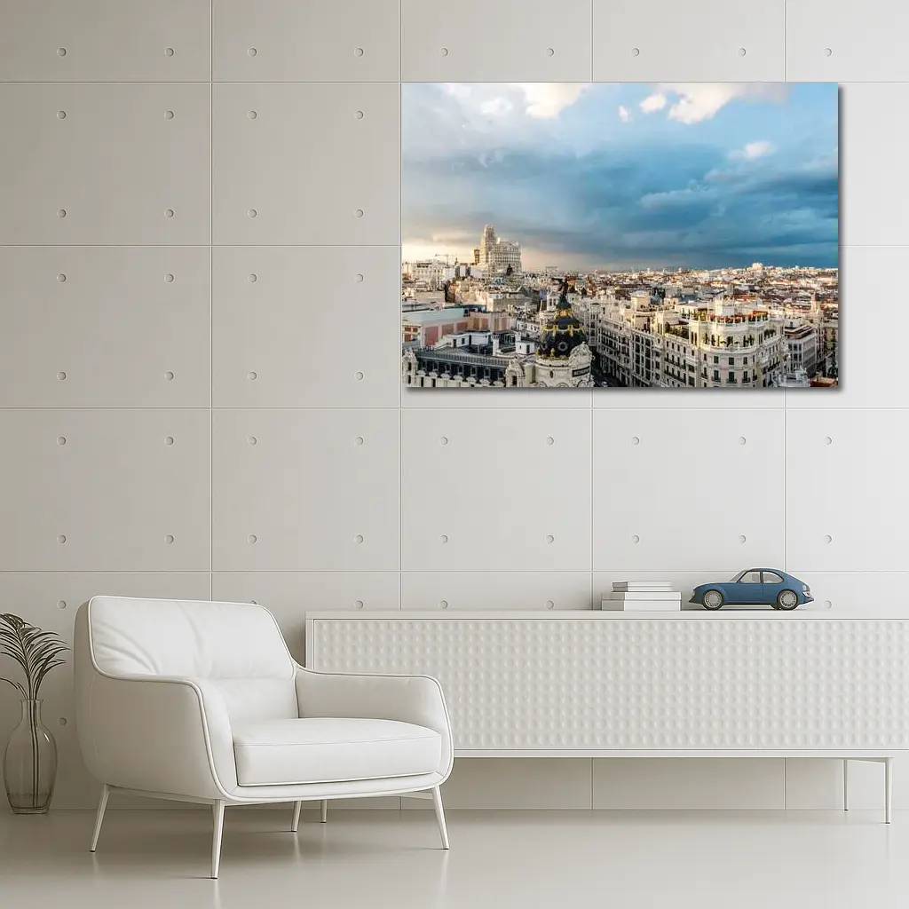 Madrid Spain Skyline Cloudy Sky Cityscape – Wall Art