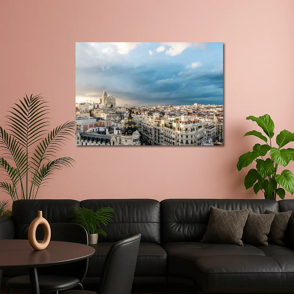 Madrid Spain Skyline Cloudy Sky Cityscape – Wall Art