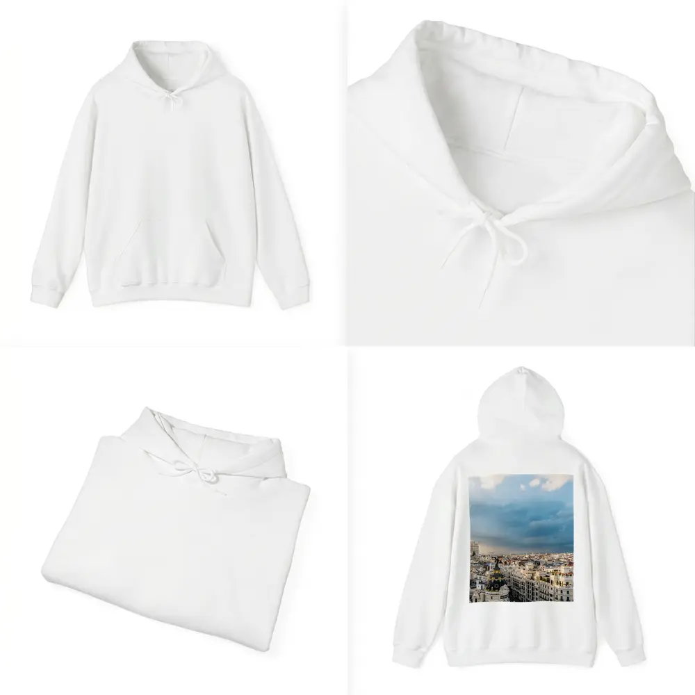 Madrid Spain Skyline Cloudy Sky Cityscape – Hoodies