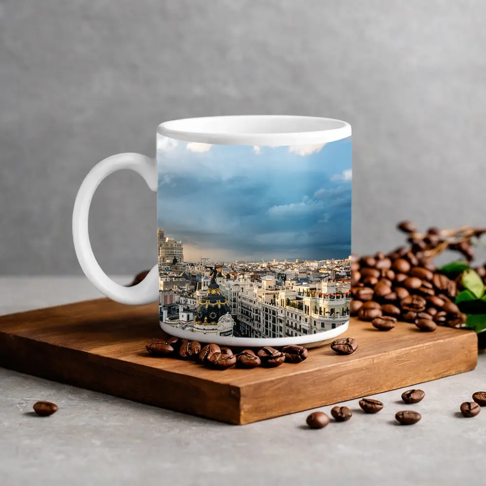 Madrid Spain Skyline Cloudy Sky Cityscape – Mugs