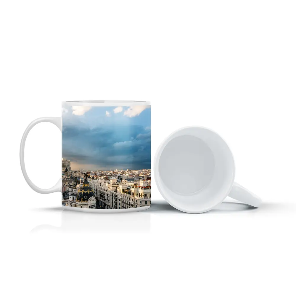Madrid Spain Skyline Cloudy Sky Cityscape – Mugs