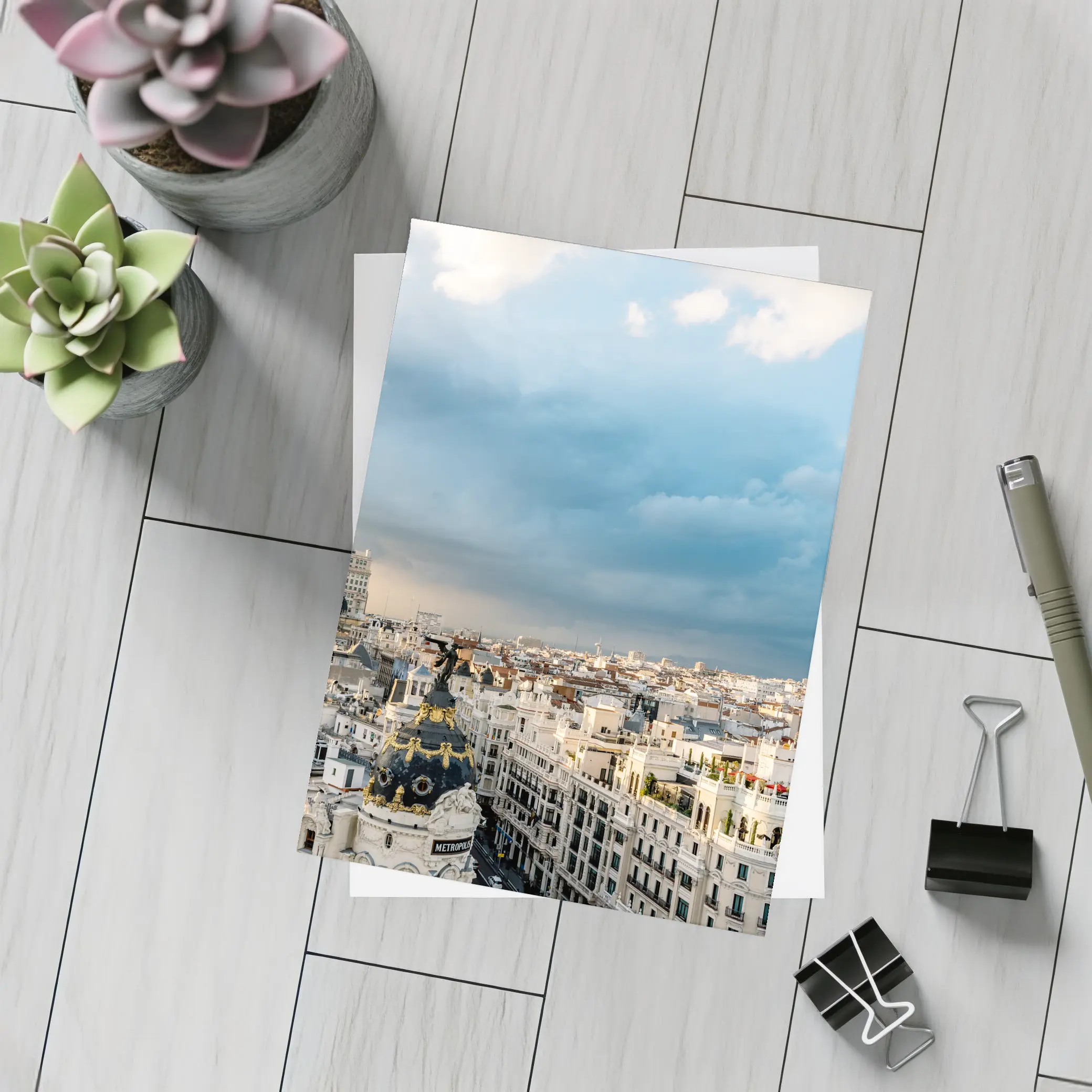 Madrid Spain Skyline Cloudy Sky Cityscape – Postcards