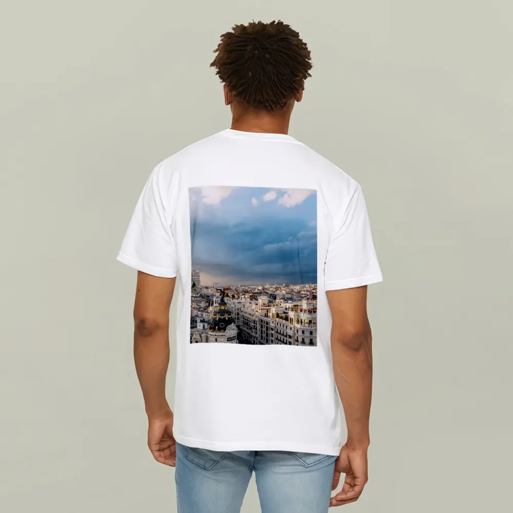 Madrid Spain Skyline Cloudy Sky Cityscape – T-Shirts