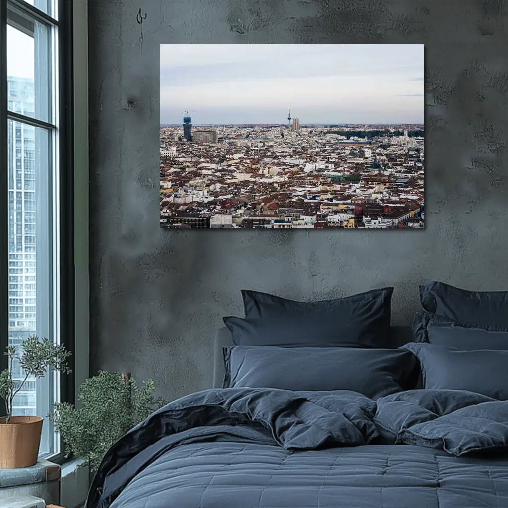 Madrid City Skyline Aerial Rooftop View – Wall Art