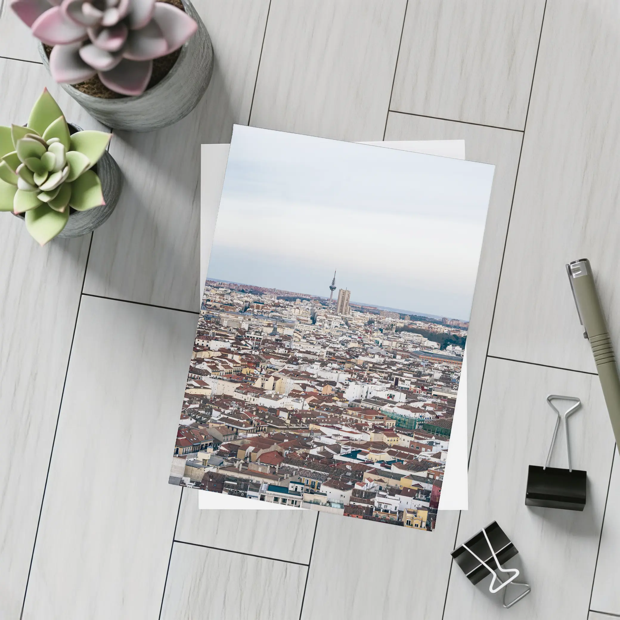 Madrid City Skyline Aerial Rooftop View – Postcards
