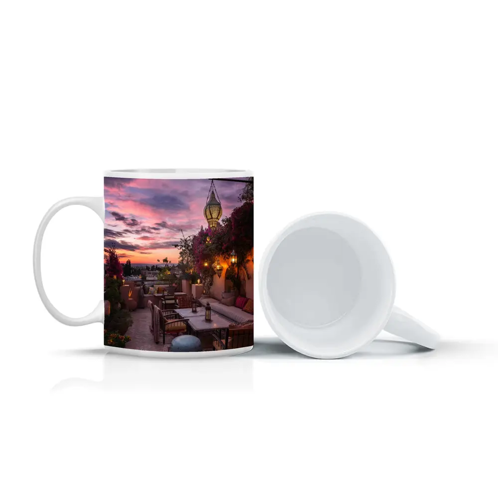 Moroccan Rooftop Terrace at Sunset – Mugs