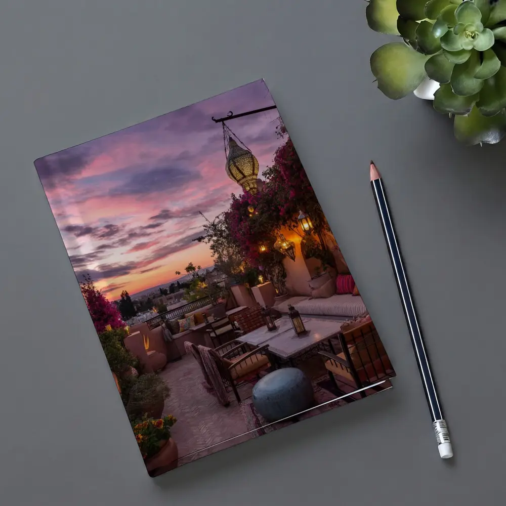 Moroccan Rooftop Terrace at Sunset – Notebooks