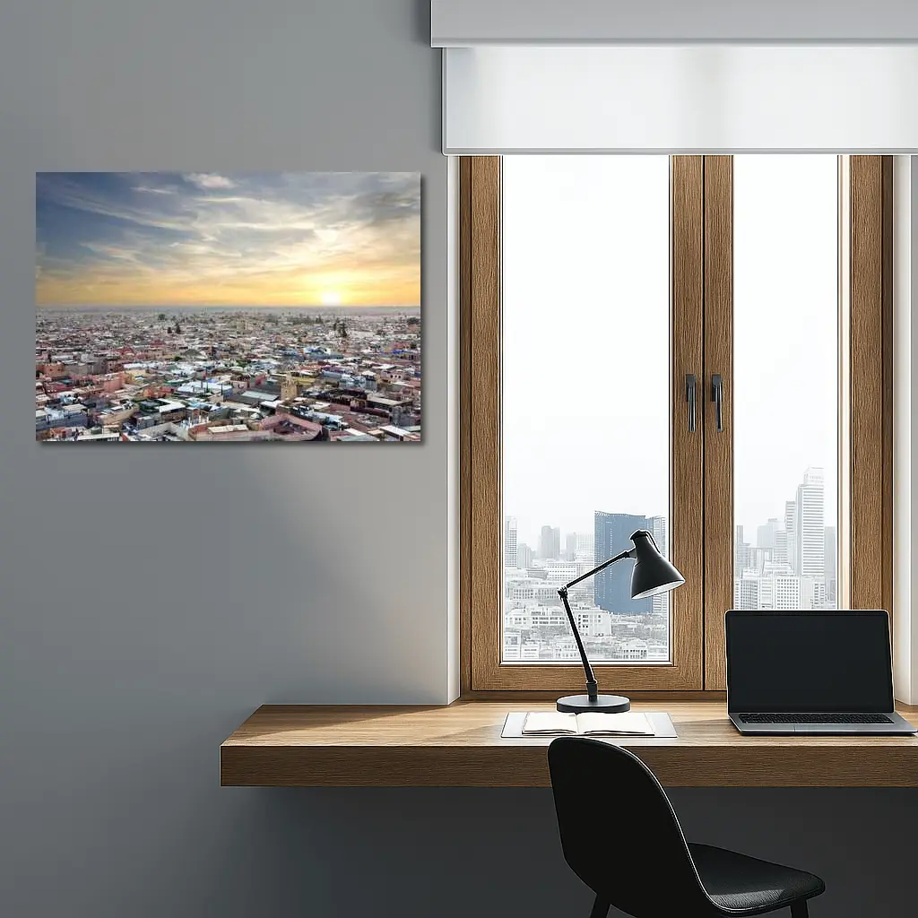 Marrakech Morocco City Aerial Sunset View – Wall Art