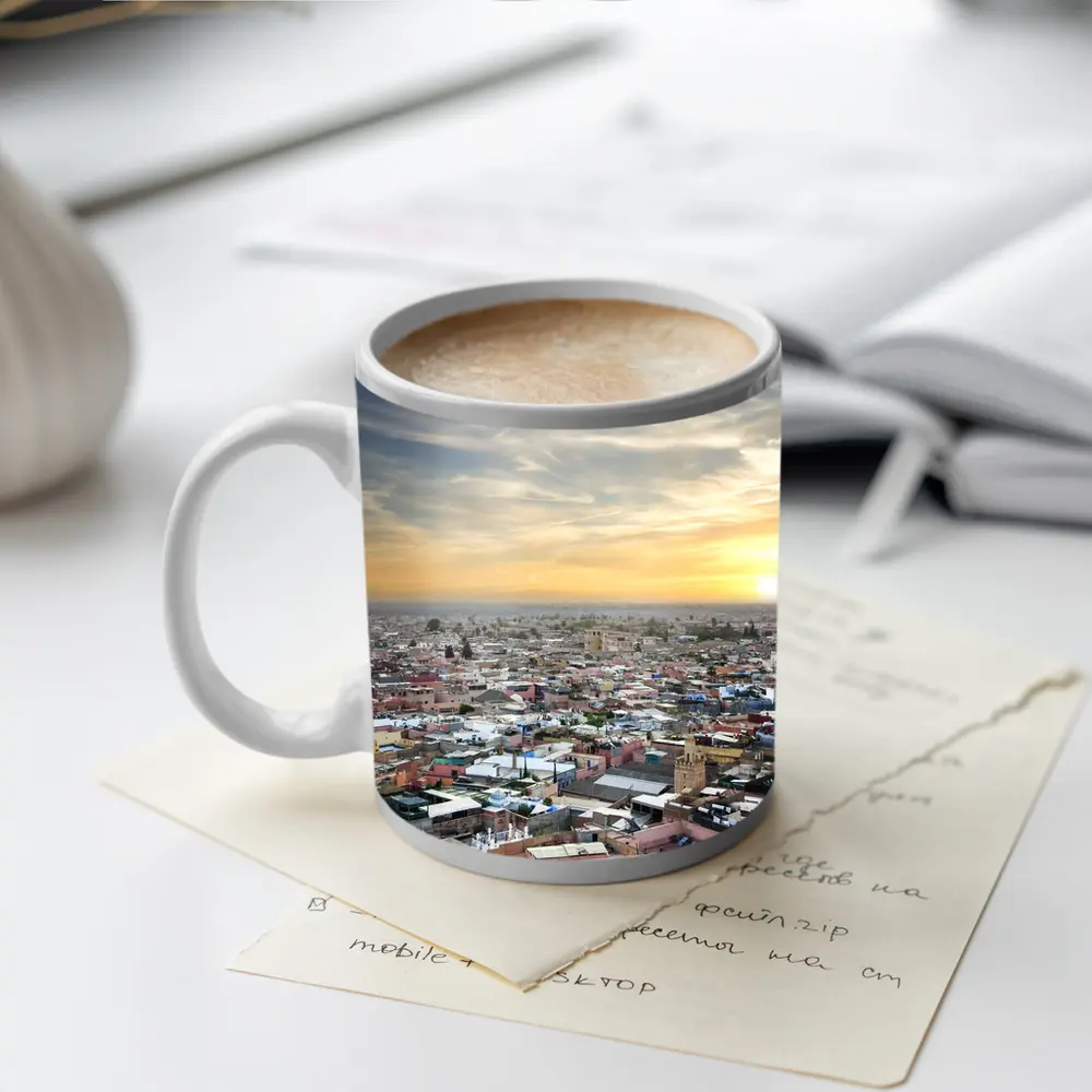 Marrakech Morocco City Aerial Sunset View – Mugs