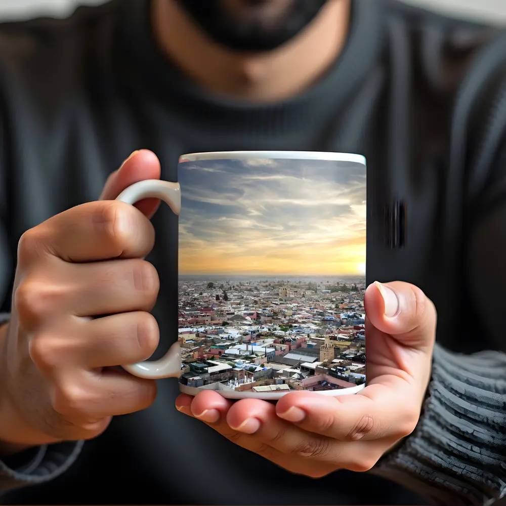 Marrakech Morocco City Aerial Sunset View – Mugs