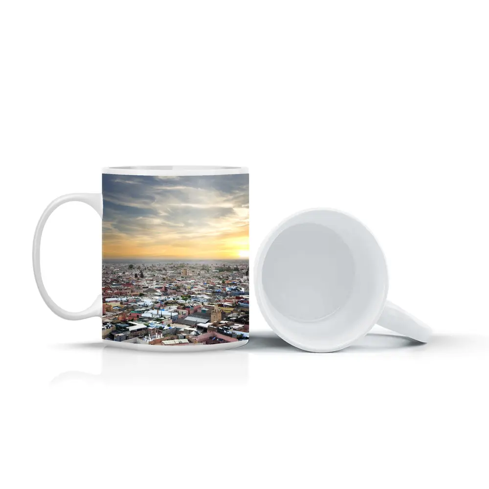 Marrakech Morocco City Aerial Sunset View – Mugs