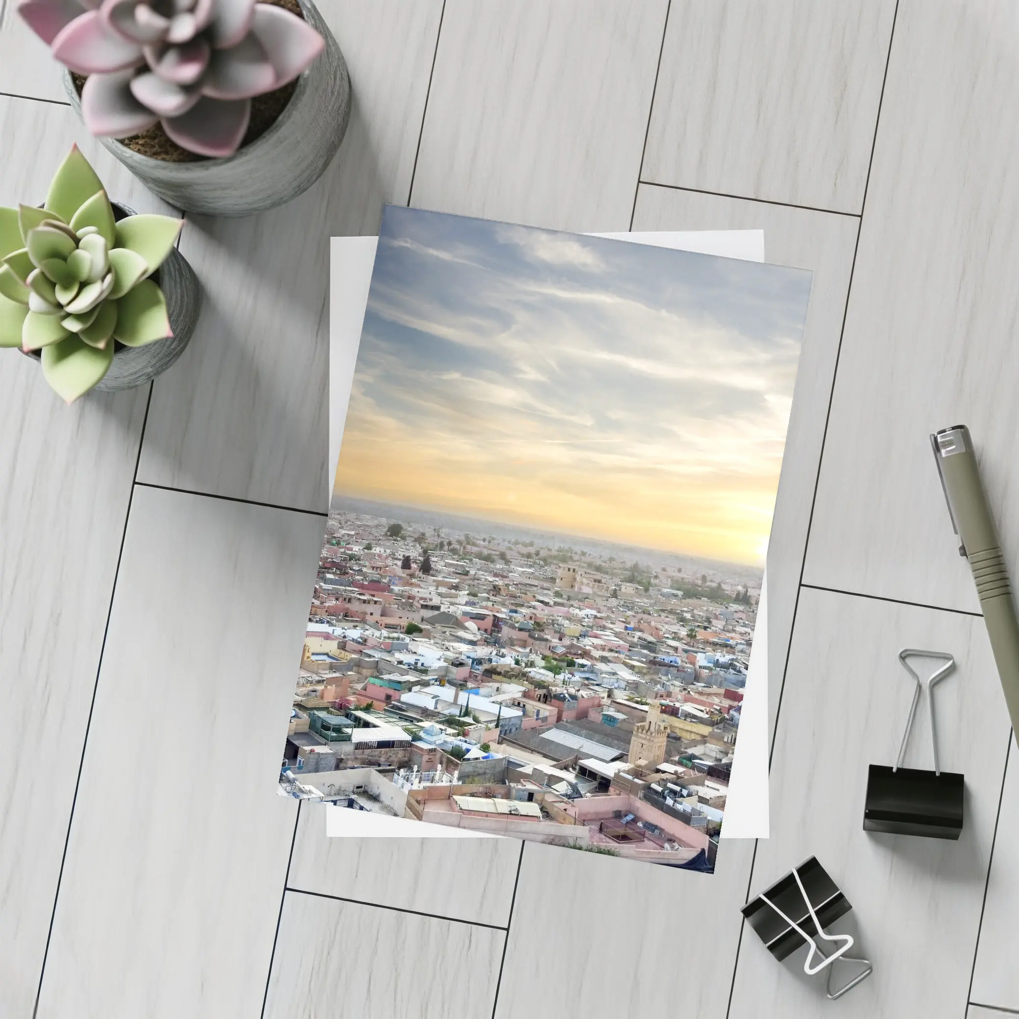Marrakech Morocco City Aerial Sunset View – Postcards