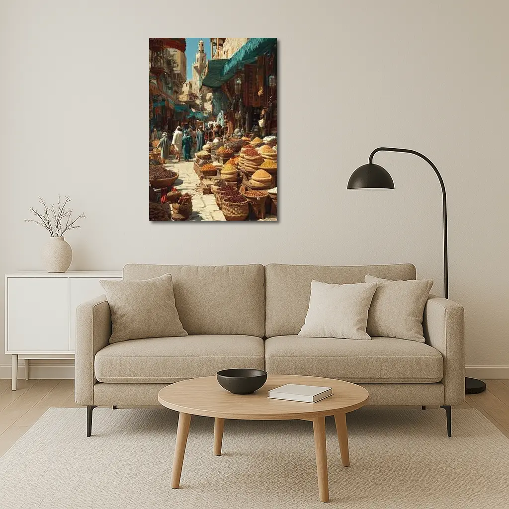 Moroccan Spice Market Bazaar Street Scene – Wall Art