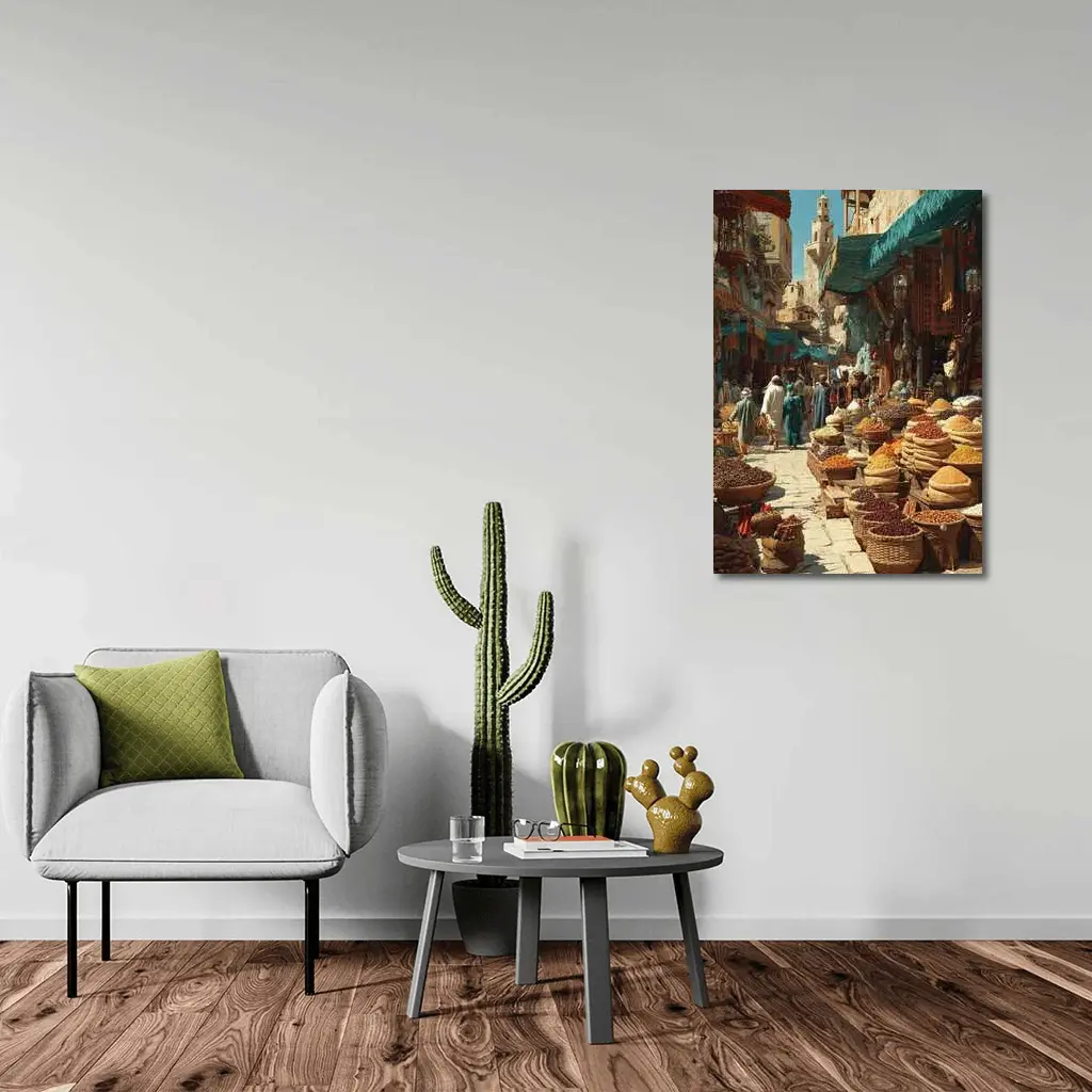Moroccan Spice Market Bazaar Street Scene – Wall Art