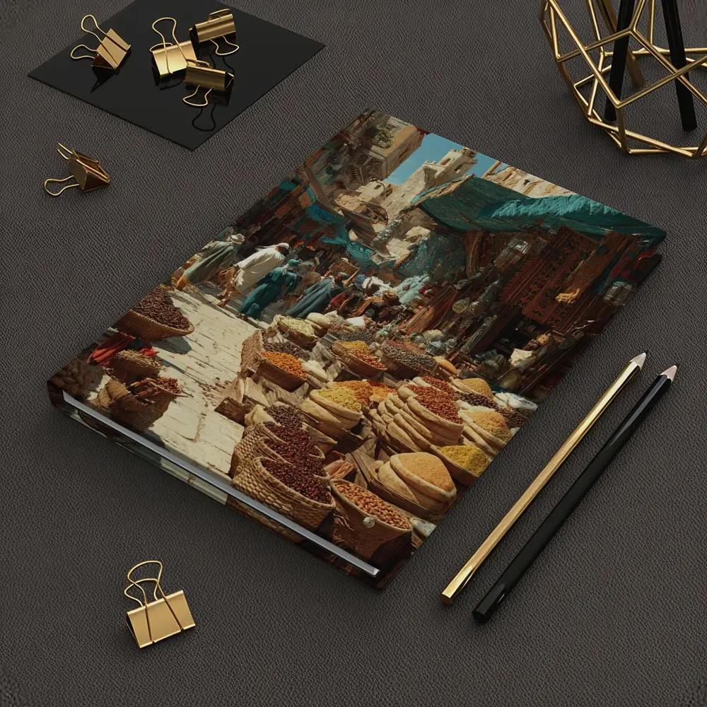 Moroccan Spice Market Bazaar Street Scene – Notebooks