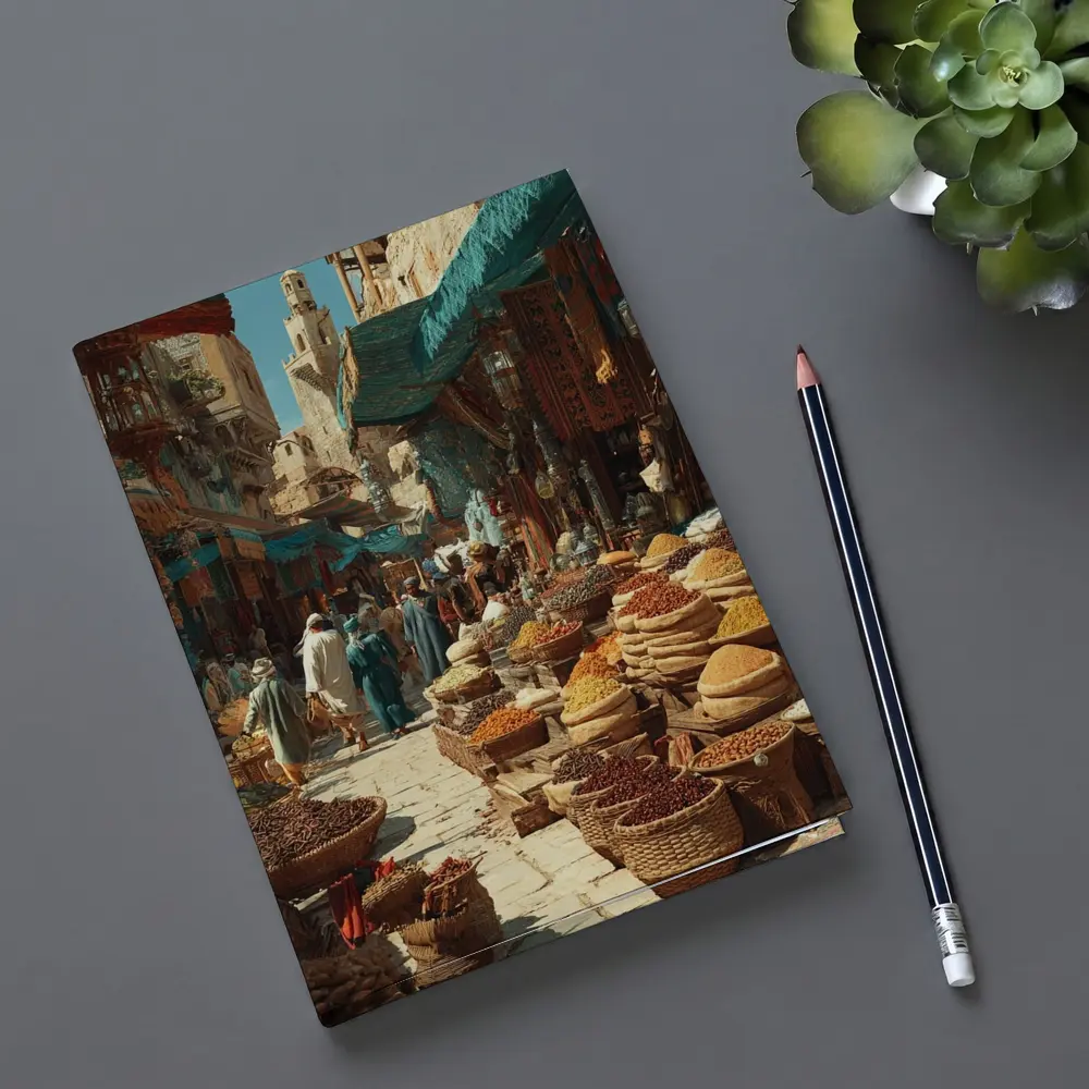 Moroccan Spice Market Bazaar Street Scene – Notebooks