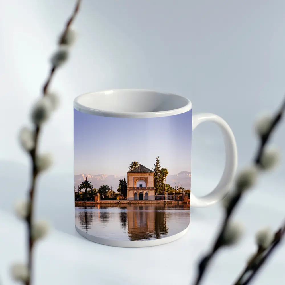 Menara Pavilion Reflection Marrakech Atlas Mountains – Mugs