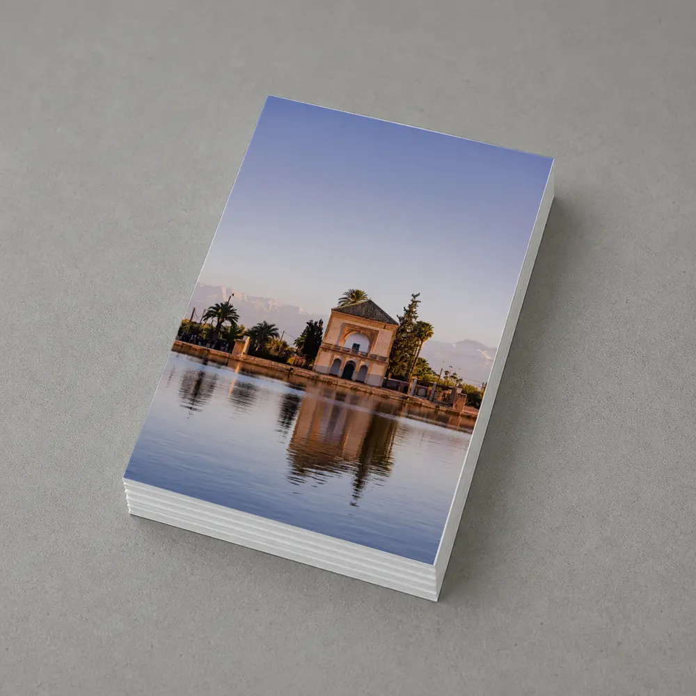 Menara Pavilion Reflection Marrakech Atlas Mountains – Postcards