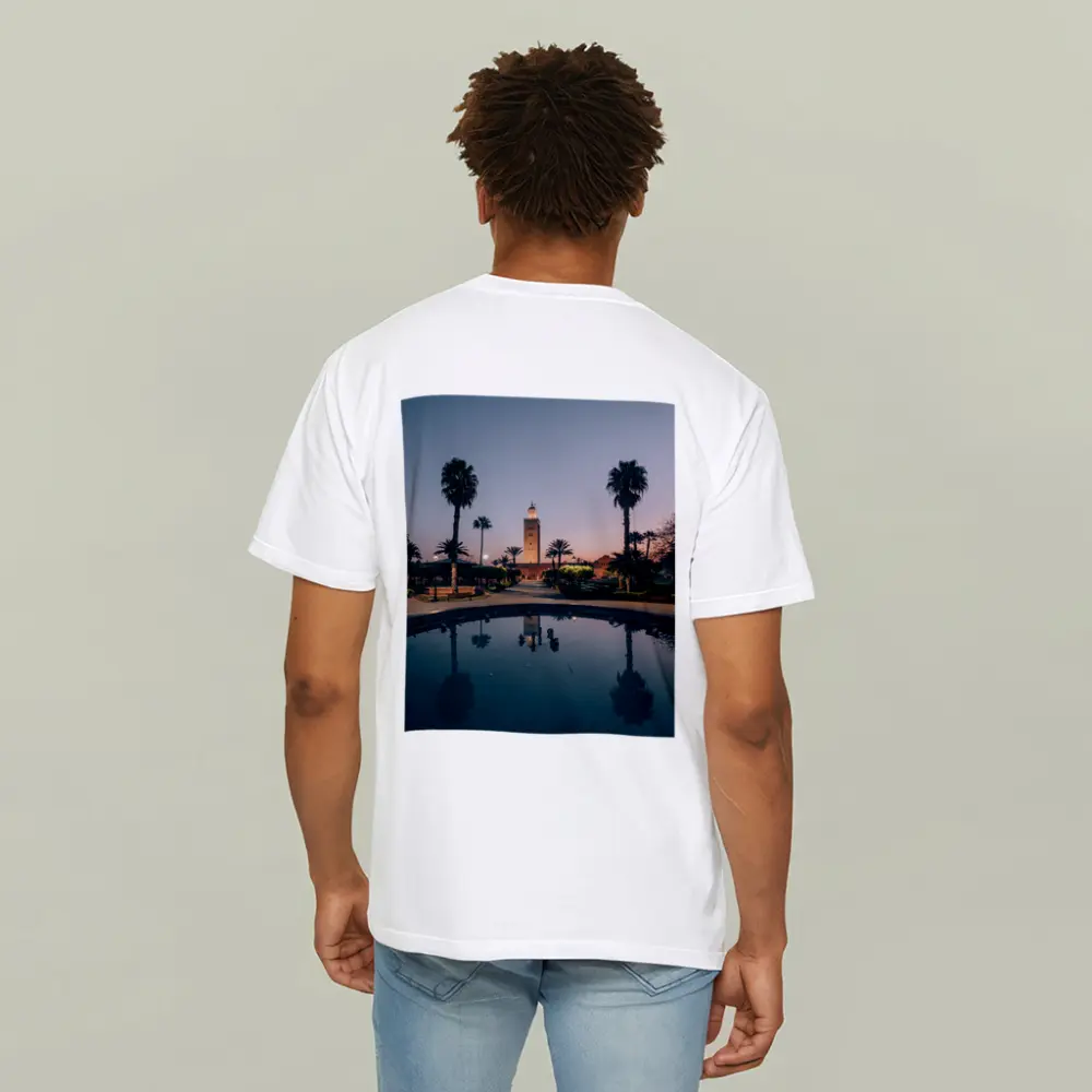 Koutoubia Mosque Minaret Marrakech Dusk Reflection – T-Shirts