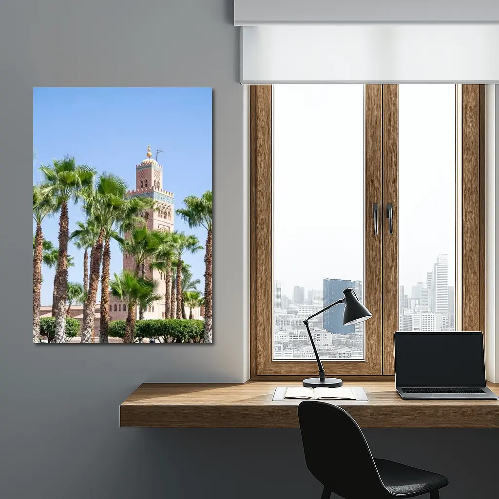 Koutoubia Mosque Minaret Palm Trees Marrakech – Wall Art