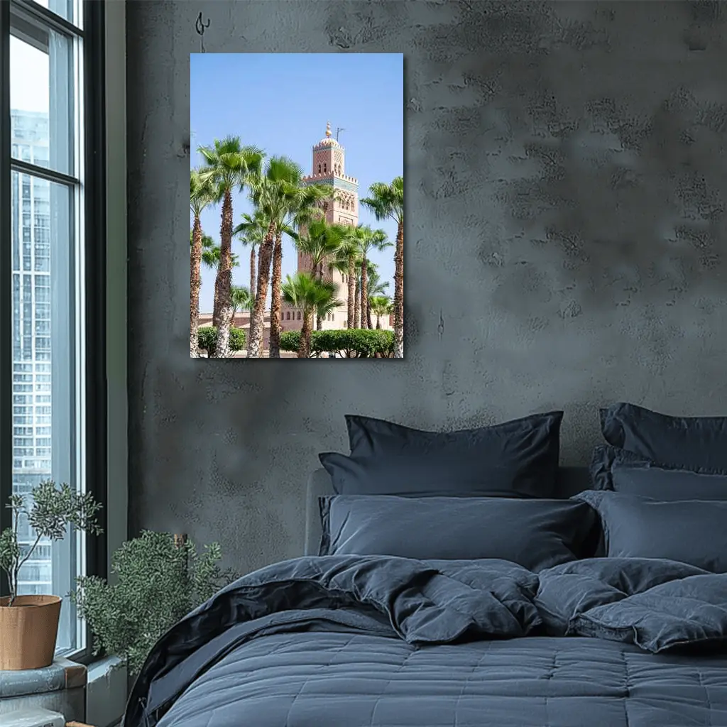 Koutoubia Mosque Minaret Palm Trees Marrakech – Wall Art