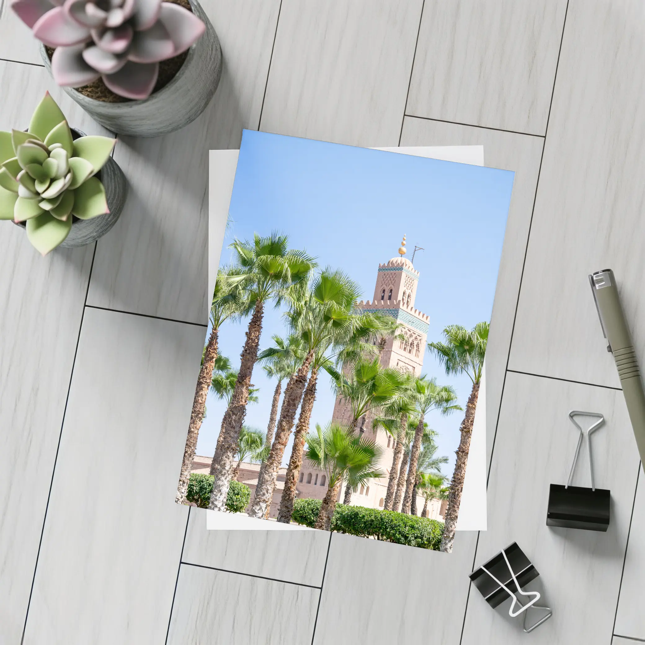 Koutoubia Mosque Minaret Palm Trees Marrakech – Postcards