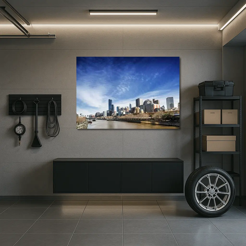 Melbourne Skyline Yarra River Blue Sky – Wall Art