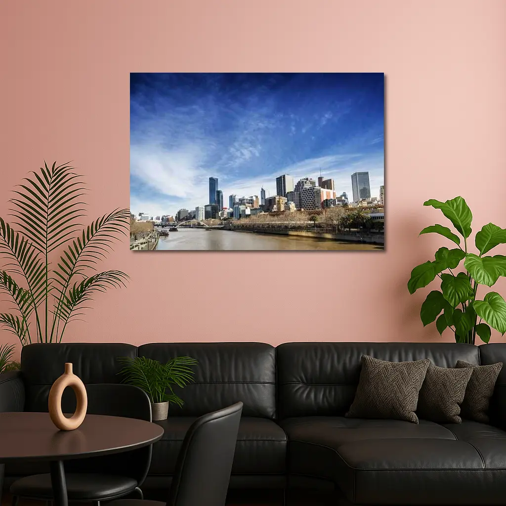 Melbourne Skyline Yarra River Blue Sky – Wall Art