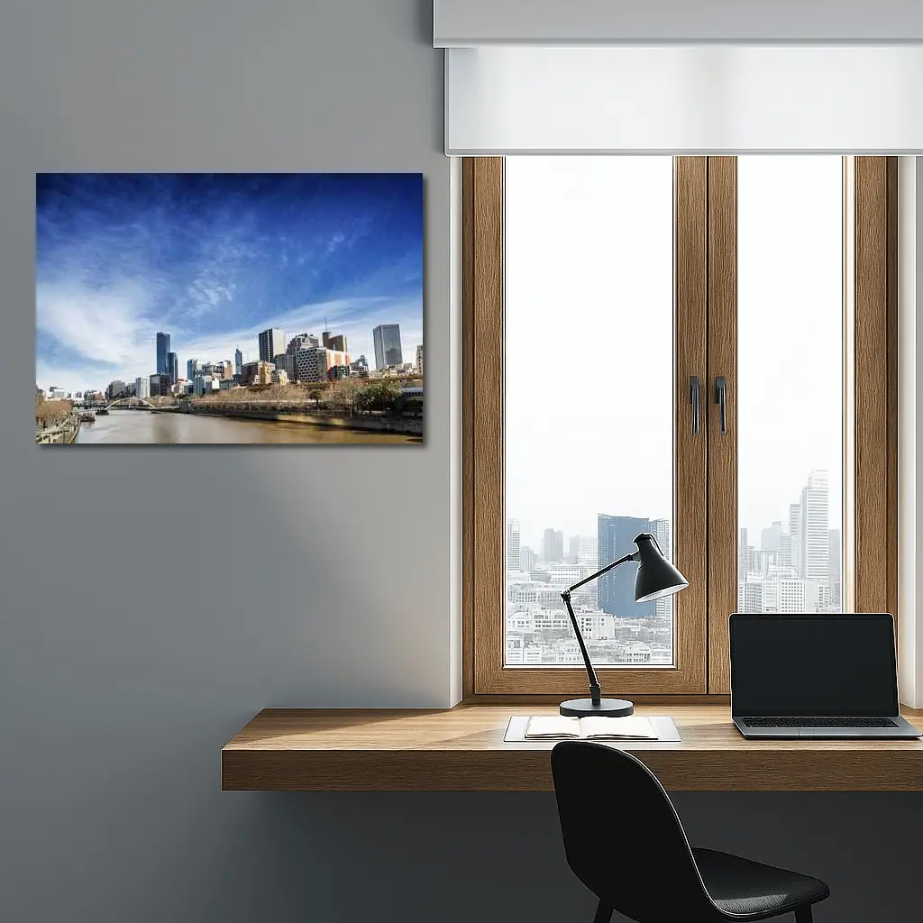 Melbourne Skyline Yarra River Blue Sky – Wall Art