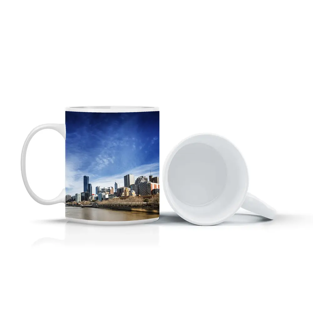 Melbourne Skyline Yarra River Blue Sky – Mugs