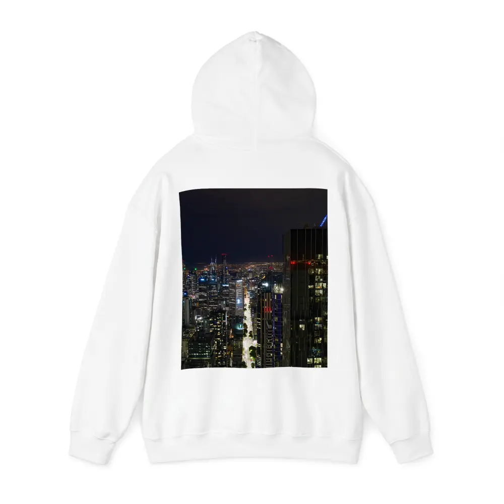 Melbourne City Skyline Glowing At Night – Hoodies