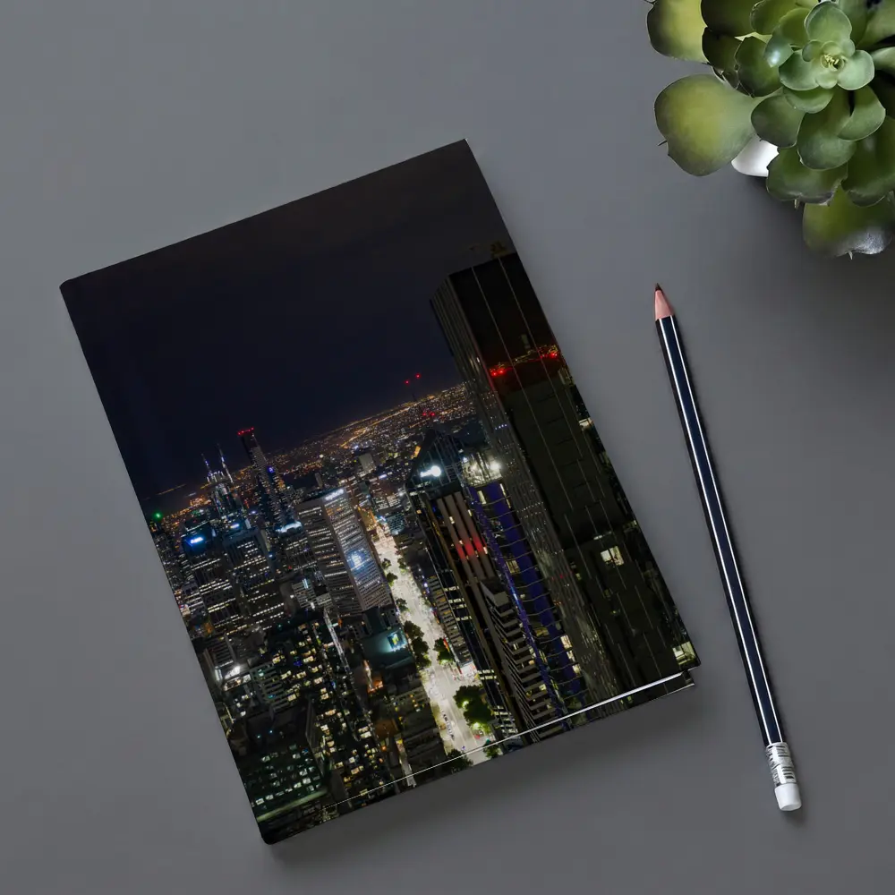 Melbourne City Skyline Glowing At Night – Notebooks