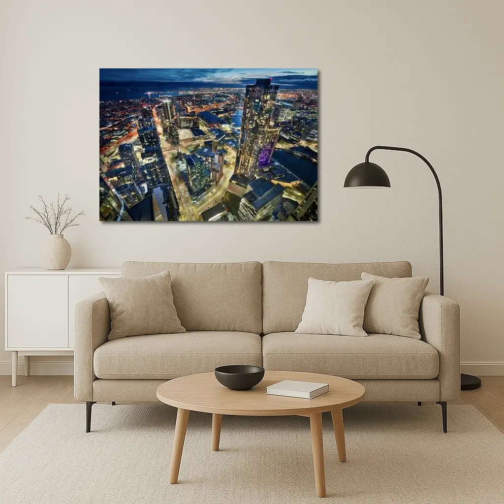 Melbourne Australia City Skyline At Night – Wall Art