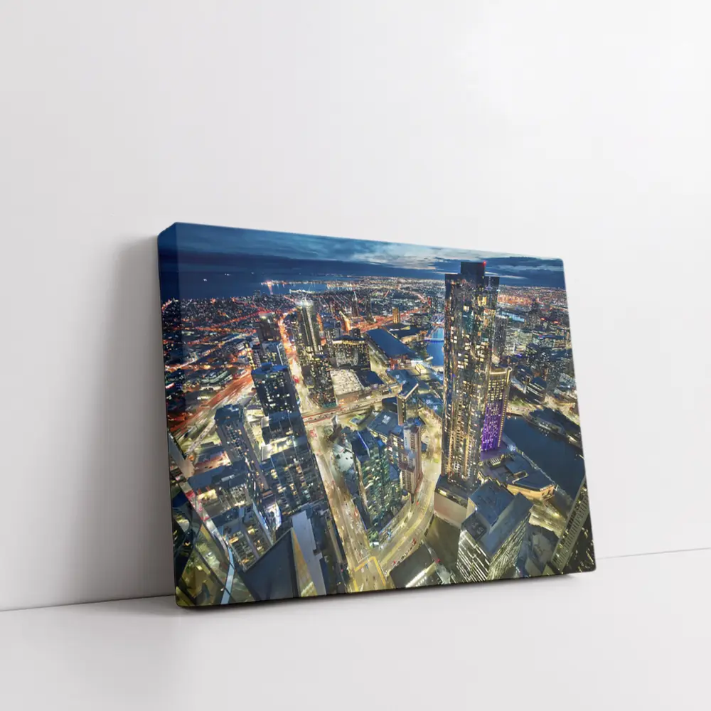 Melbourne Australia City Skyline At Night – Wall Art