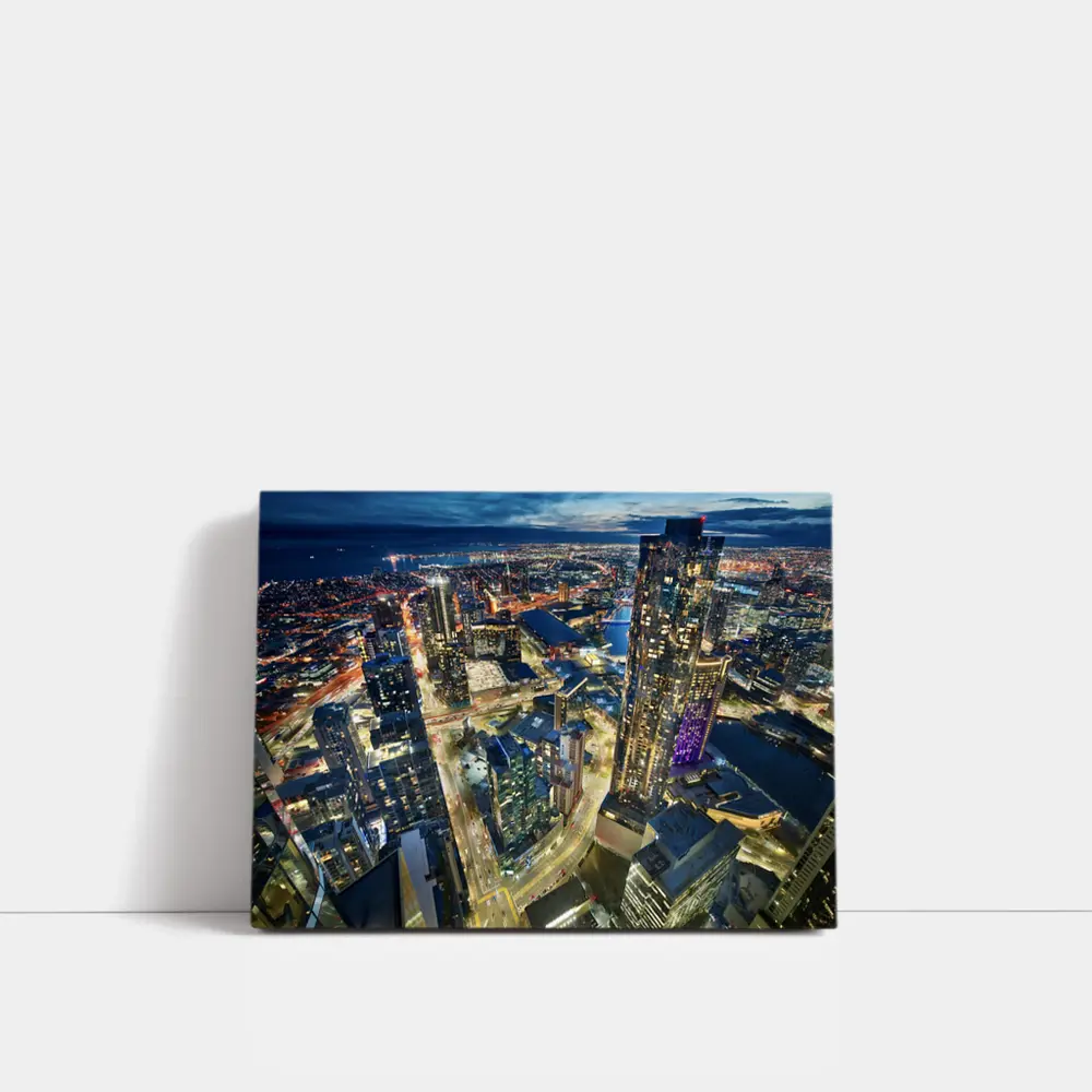 Melbourne Australia City Skyline At Night – Wall Art