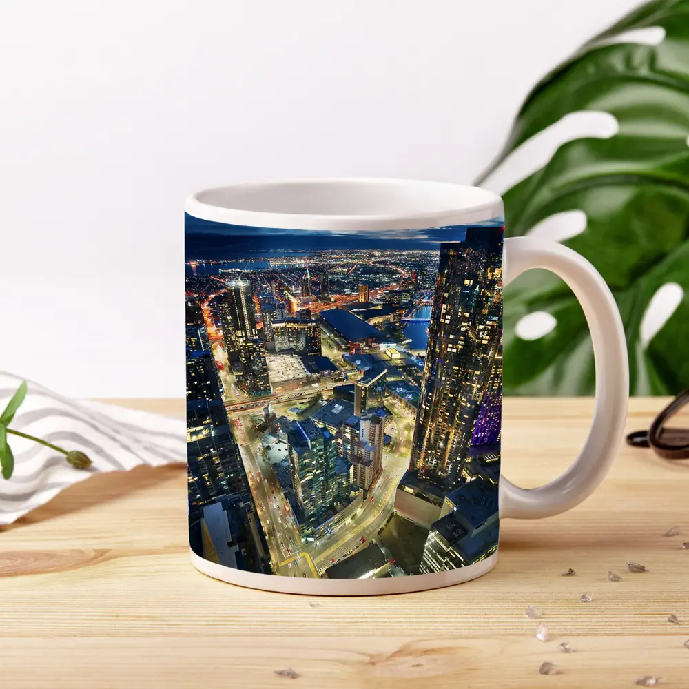 Melbourne Australia City Skyline At Night – Mugs