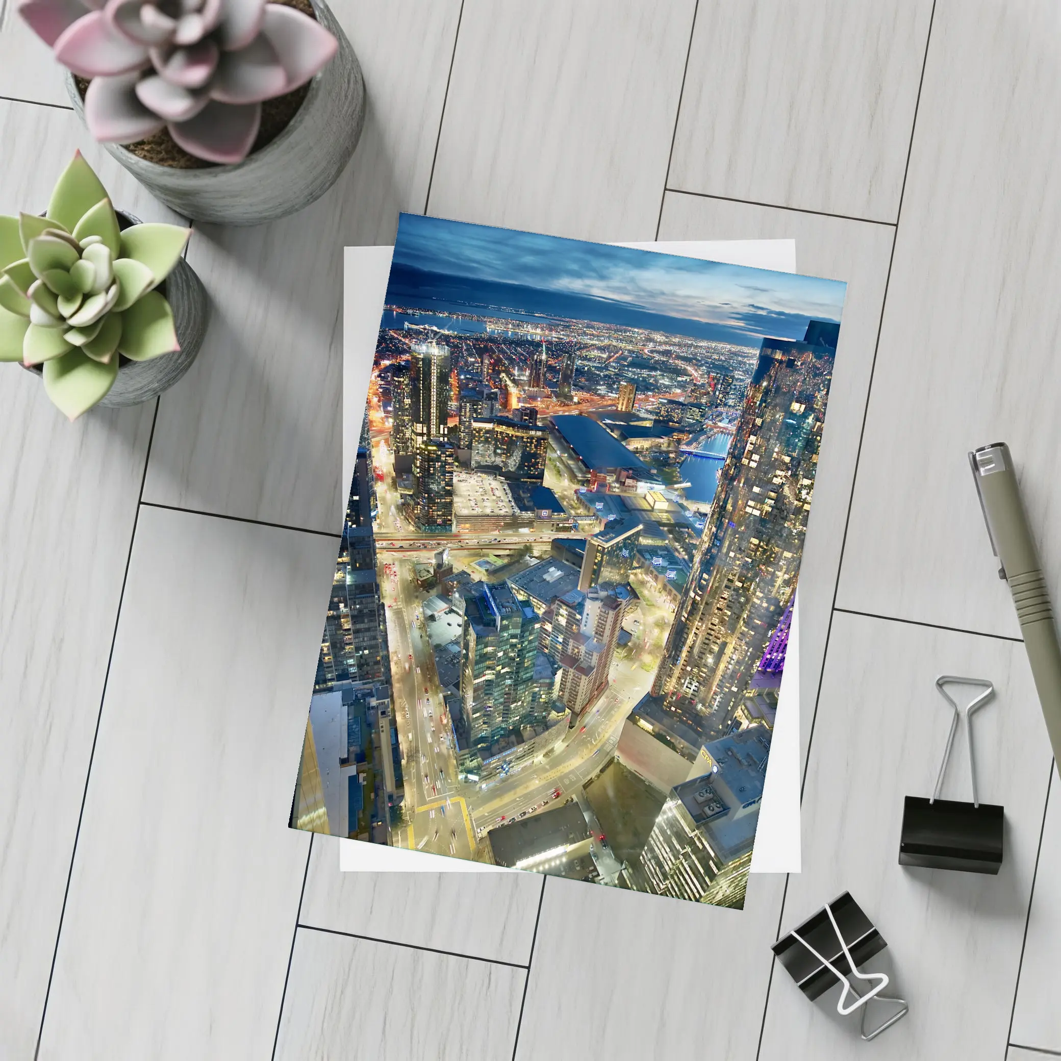 Melbourne Australia City Skyline At Night – Postcards