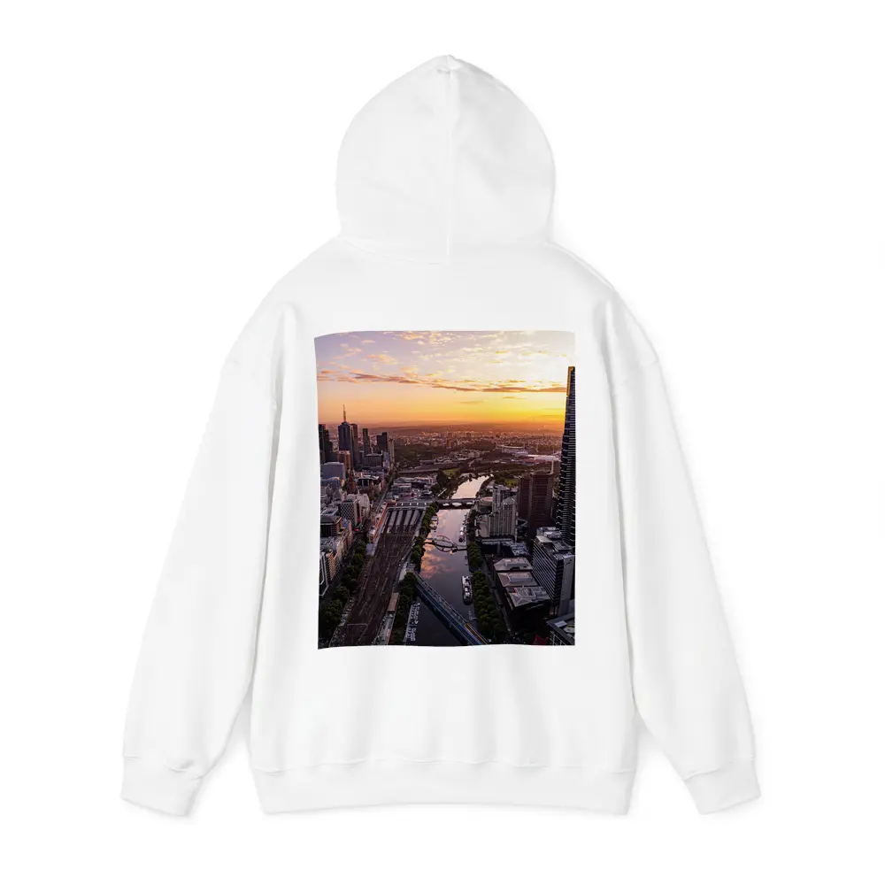 Melbourne Skyline Aerial View Golden Sunset – Hoodies