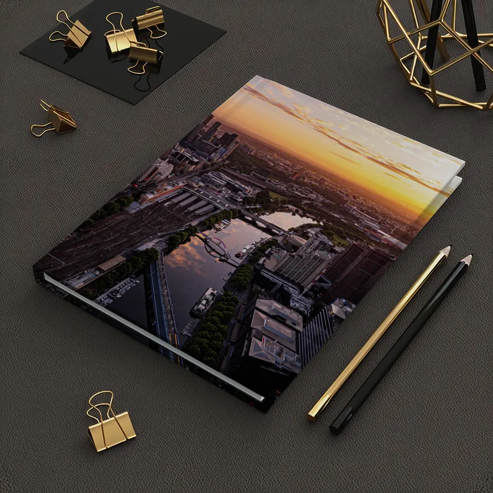 Melbourne Skyline Aerial View Golden Sunset – Notebooks