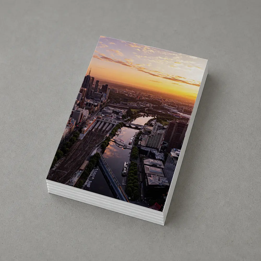 Melbourne Skyline Aerial View Golden Sunset – Postcards