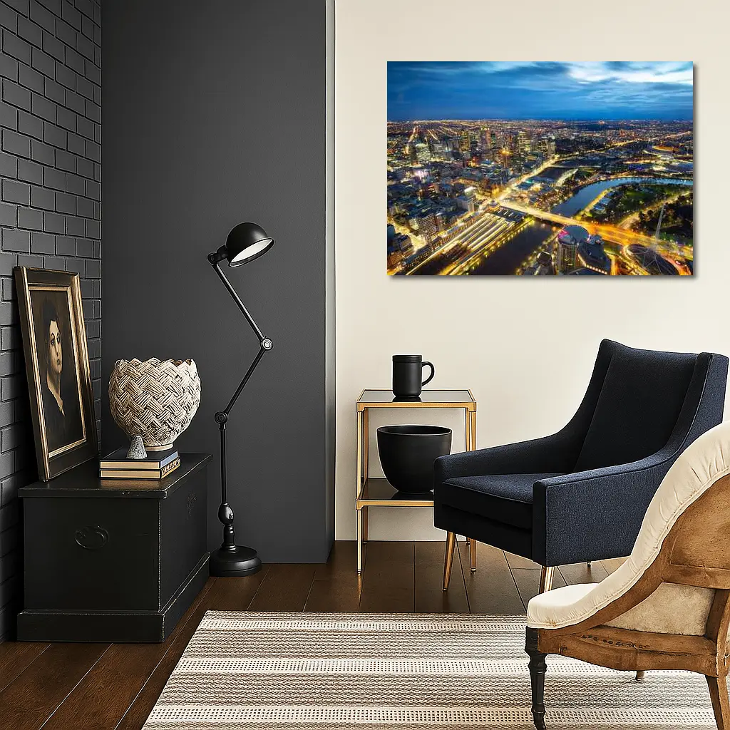 Melbourne City Skyline Aerial Night View – Wall Art