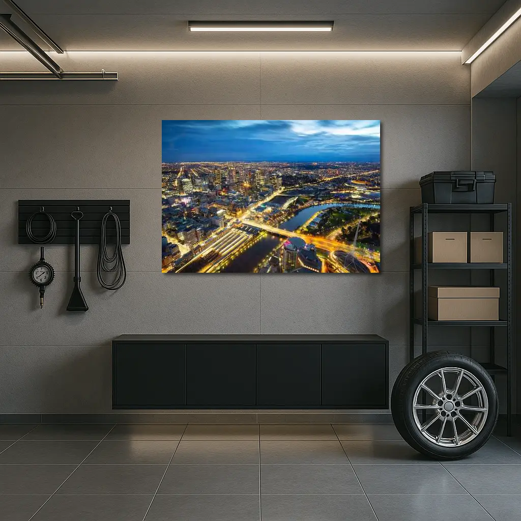 Melbourne City Skyline Aerial Night View – Wall Art