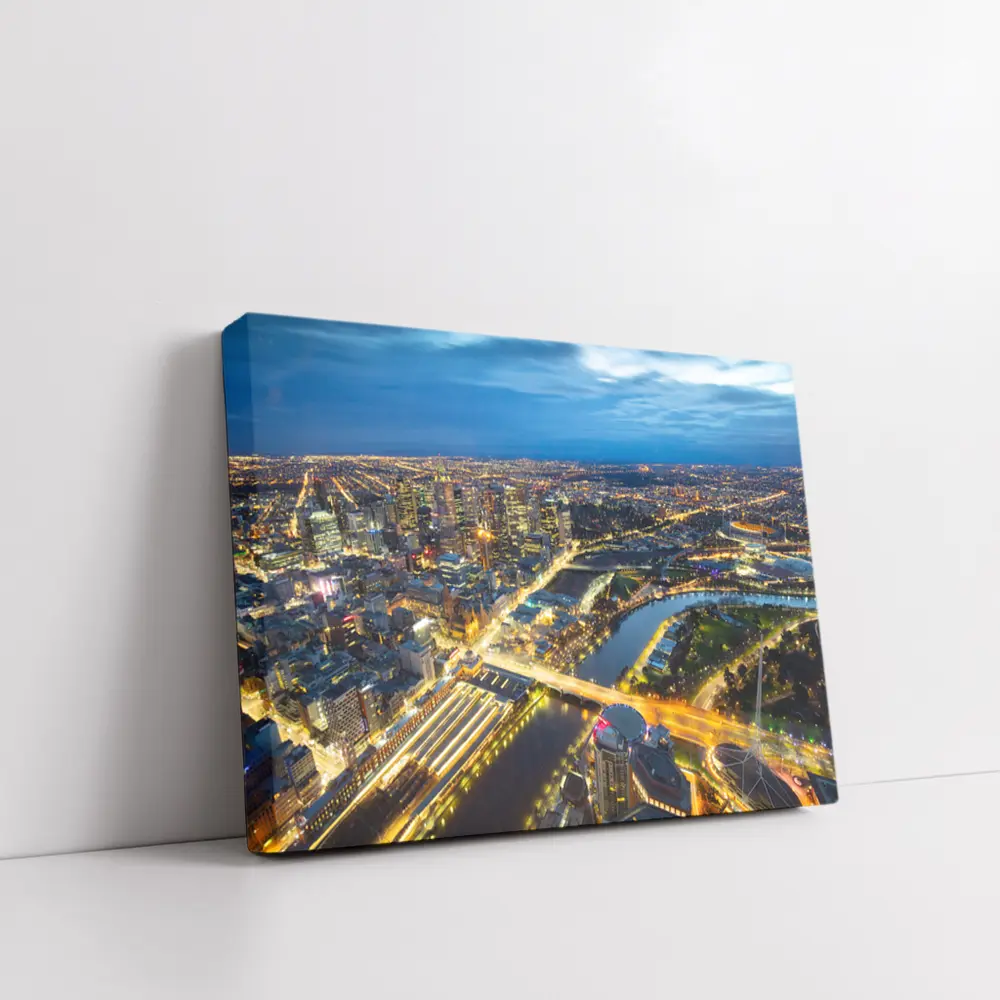 Melbourne City Skyline Aerial Night View – Wall Art
