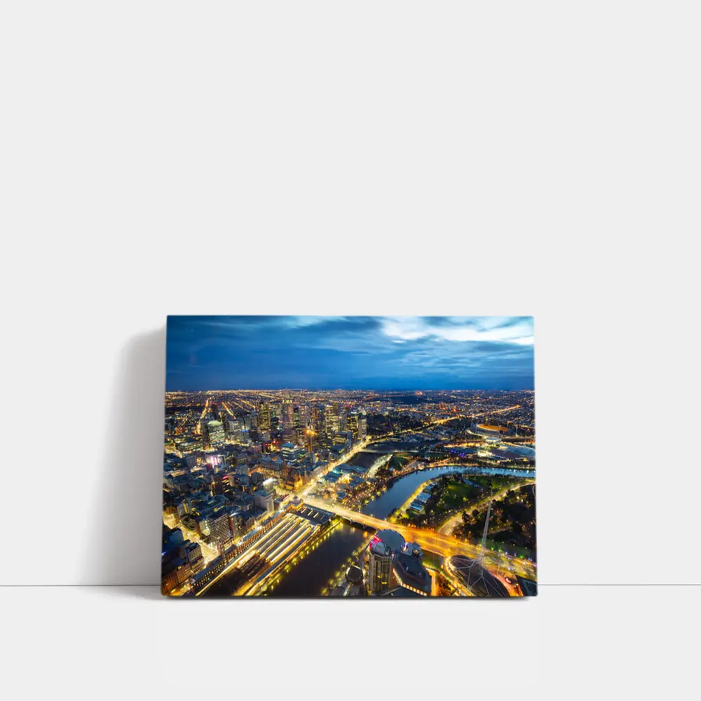Melbourne City Skyline Aerial Night View – Wall Art