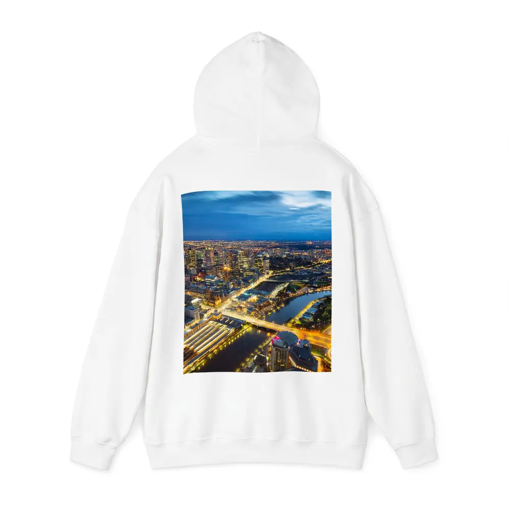 Melbourne City Skyline Aerial Night View – Hoodies