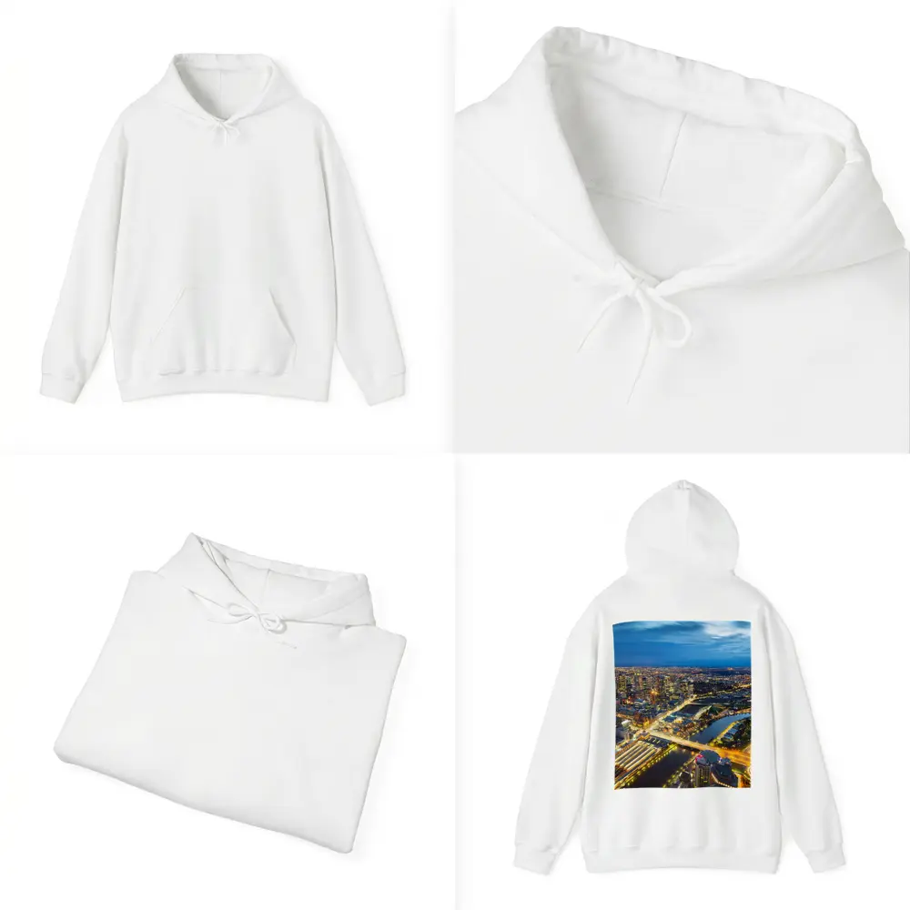 Melbourne City Skyline Aerial Night View – Hoodies