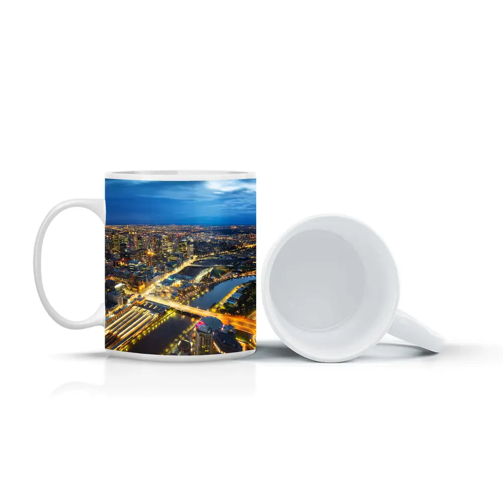 Melbourne City Skyline Aerial Night View – Mugs