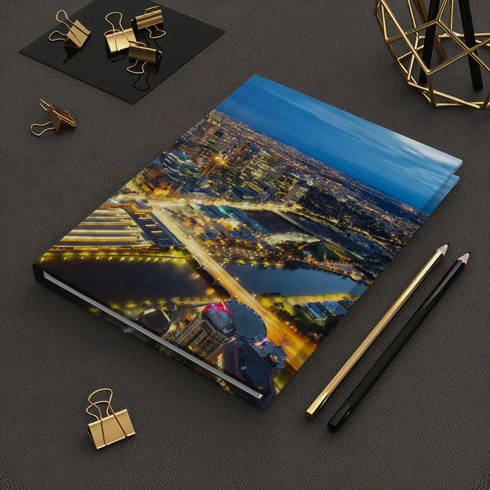 Melbourne City Skyline Aerial Night View – Notebooks