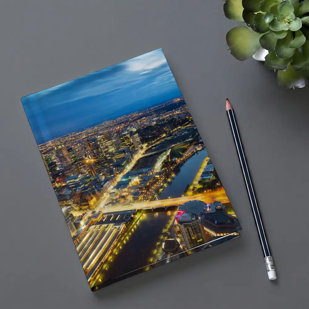 Melbourne City Skyline Aerial Night View – Notebooks